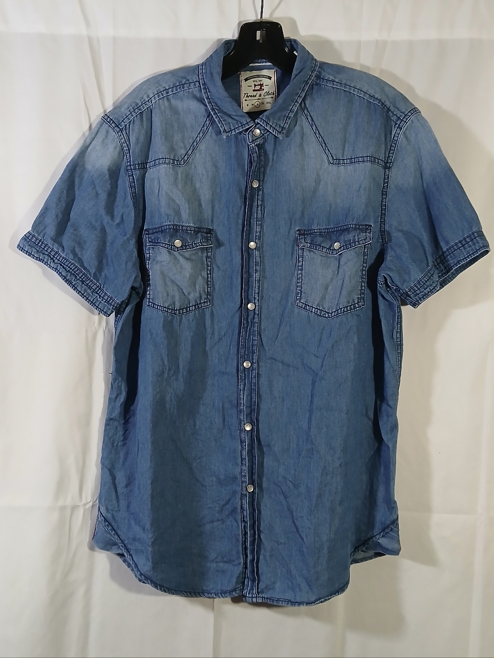 Thread & Cloth Mens Large Denim Pearl Snap Shirt Western